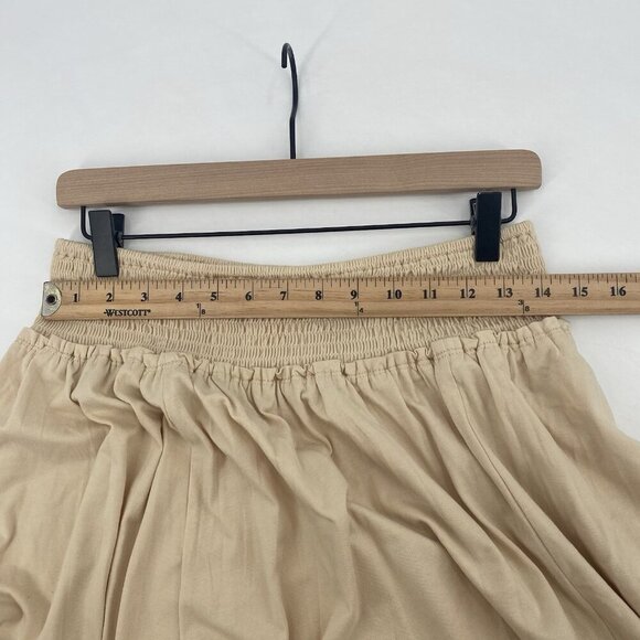 Luvamia Womens XL Beige Midi Asymmetrical Hem Skirt Smocked - Picture 12 of 12